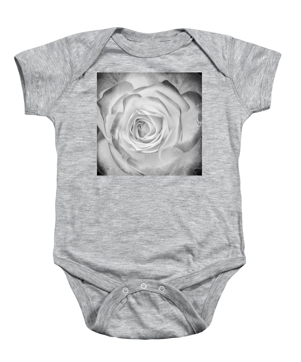 Monochrome Baby Onesie featuring the photograph Monochrome Rose by John Roach