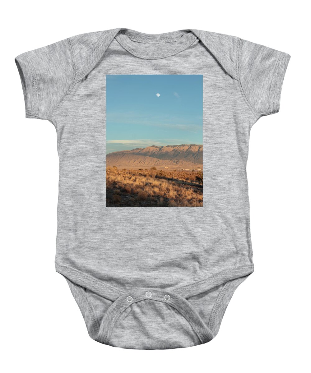 Moon Baby Onesie featuring the photograph Moon Over Sandia by David Diaz