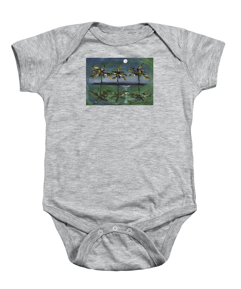 Night Baby Onesie featuring the painting Moon Palms by Jamie Frier