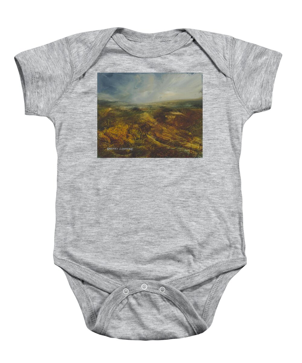 Moorland Baby Onesie featuring the painting Moorland 71 by David Ladmore