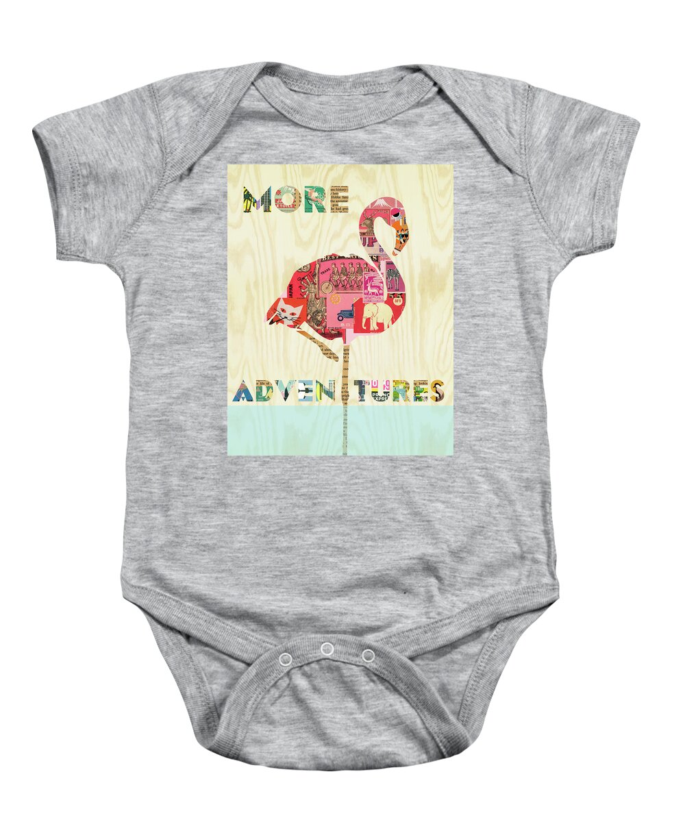 More Adventures Baby Onesie featuring the mixed media More Adventures by Claudia Schoen