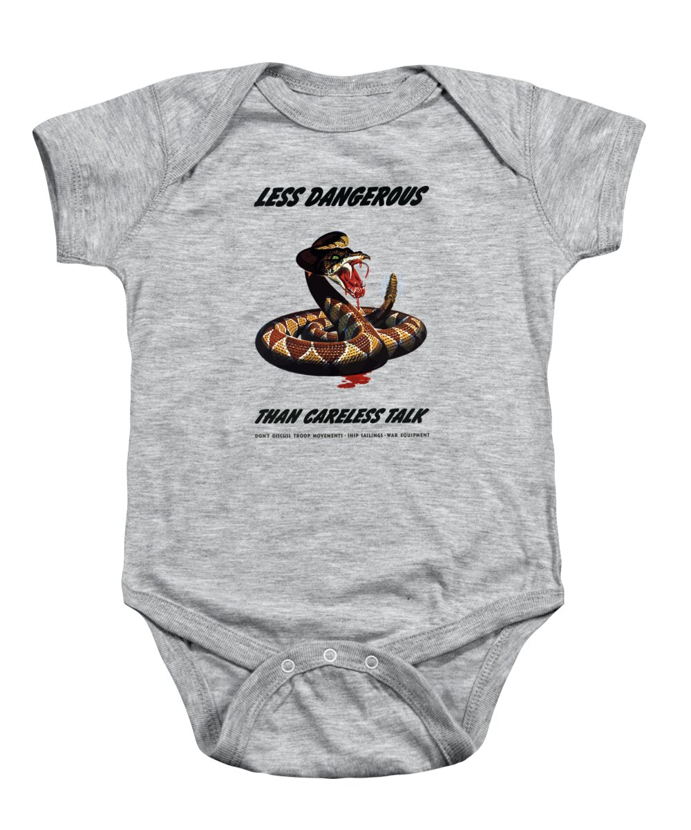 Rattlesnake Baby Onesie featuring the painting More Dangerous Than A Rattlesnake - WW2 by War Is Hell Store
