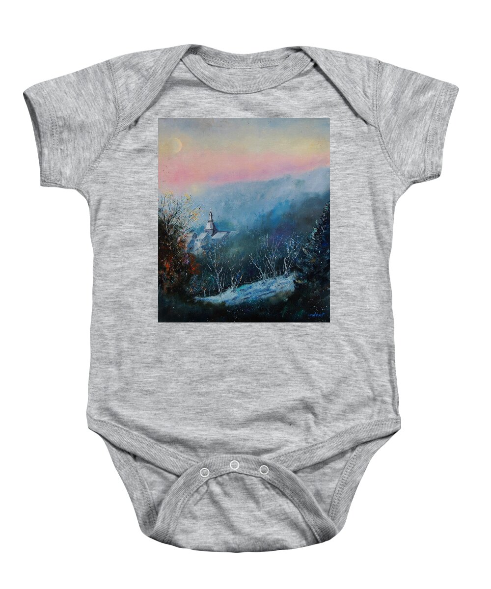 Winter Baby Onesie featuring the painting Morning Frost by Pol Ledent
