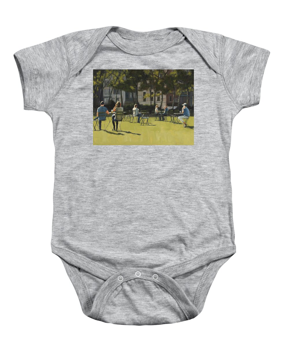 Park Baby Onesie featuring the painting Morning in Bryant Park two by Tate Hamilton