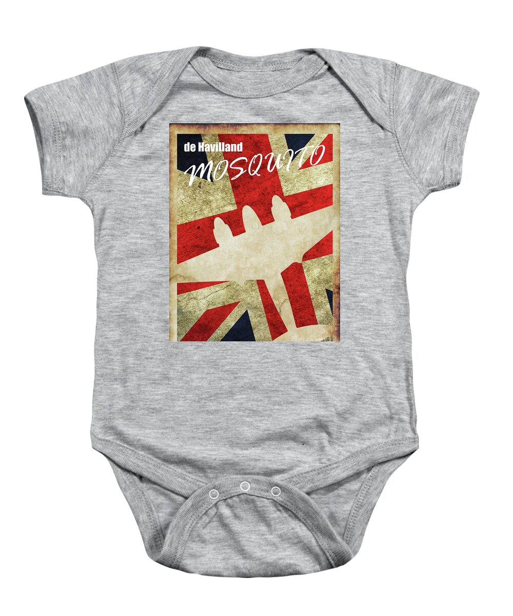 Vintage Ww2 Baby Onesie featuring the digital art Mosquito Vintage Poster by Airpower Art
