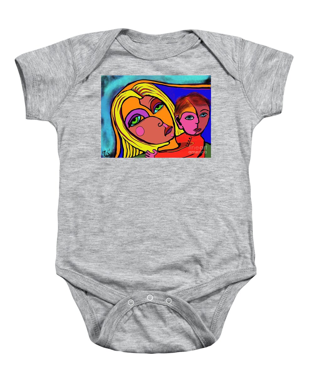  Baby Onesie featuring the digital art Mother and child by Hans Magden