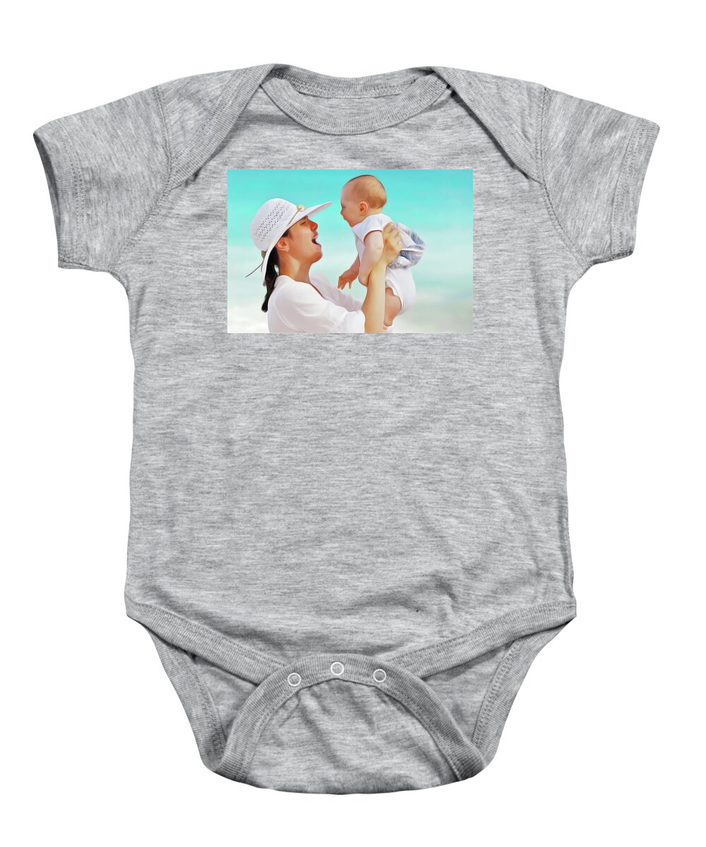 Mother's Day Baby Onesie featuring the painting Mother and Son by Harry Warrick