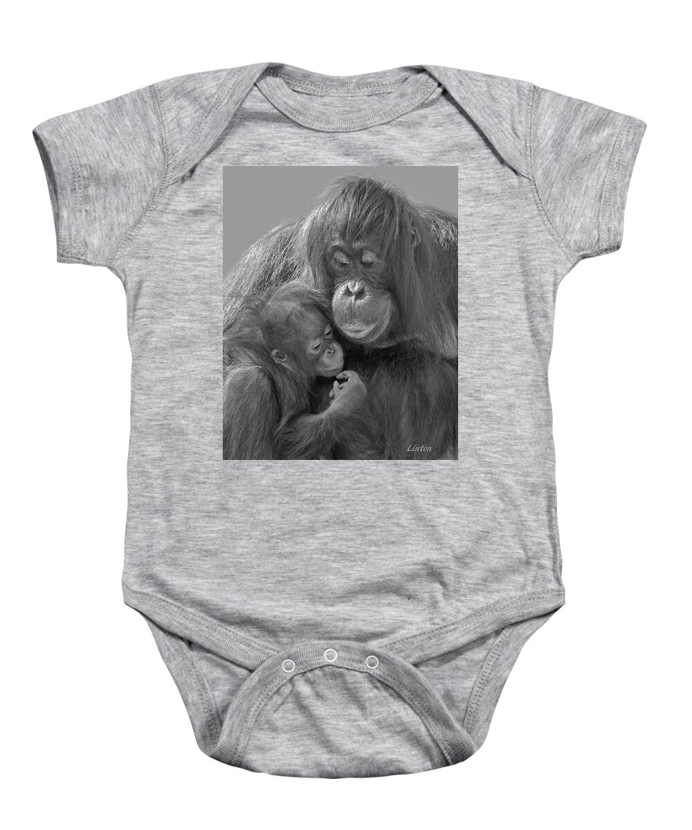 Orangutan Baby Onesie featuring the photograph Motherhood 10 by Larry Linton
