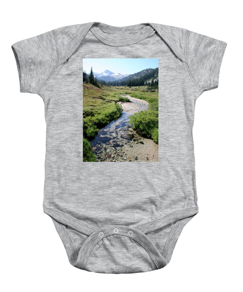 Wilderness Baby Onesie featuring the photograph Mountain Meadow and Stream by Quin Sweetman