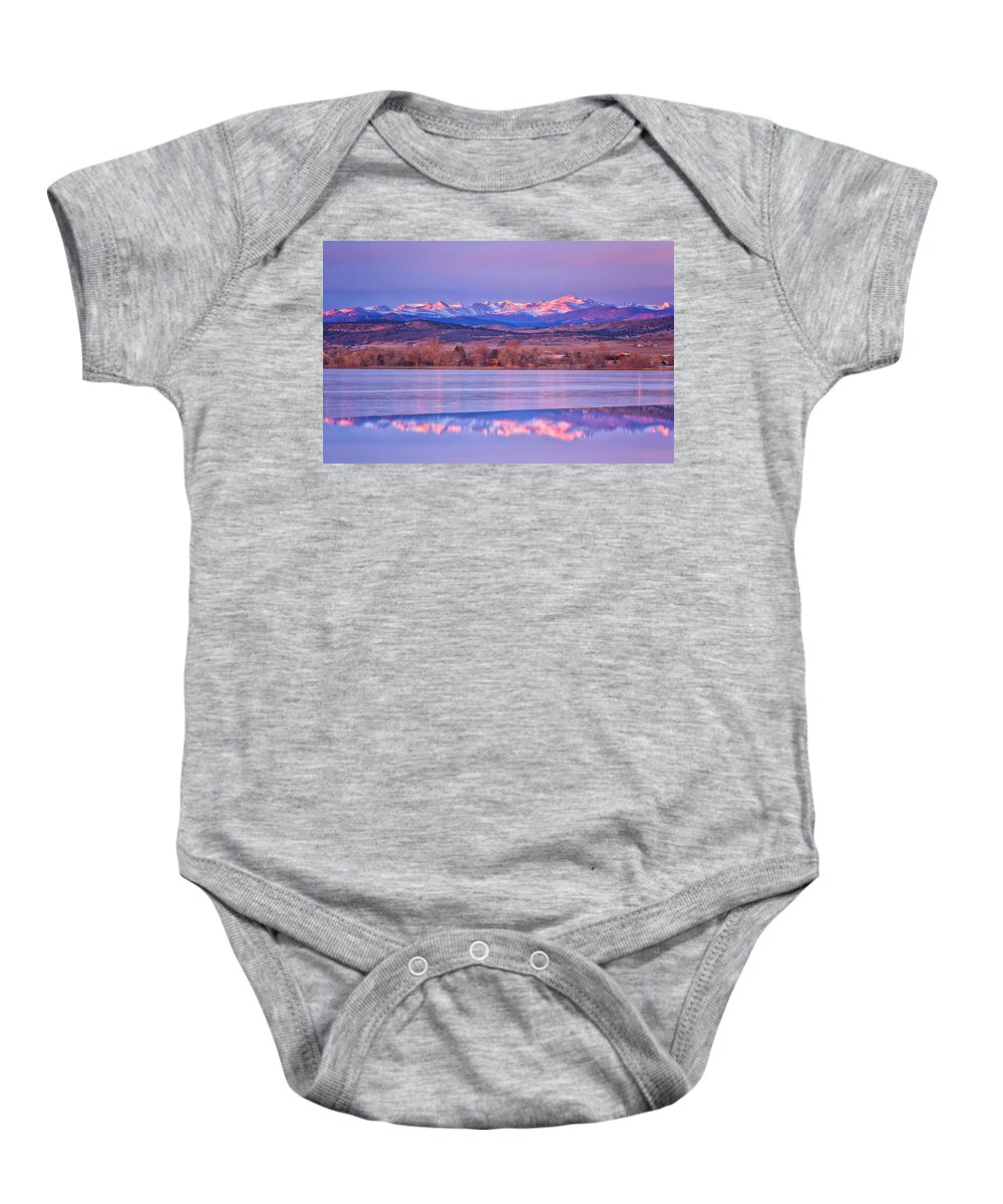 Snow Capped Baby Onesie featuring the photograph Mountain Reflections by Ronda Kimbrow