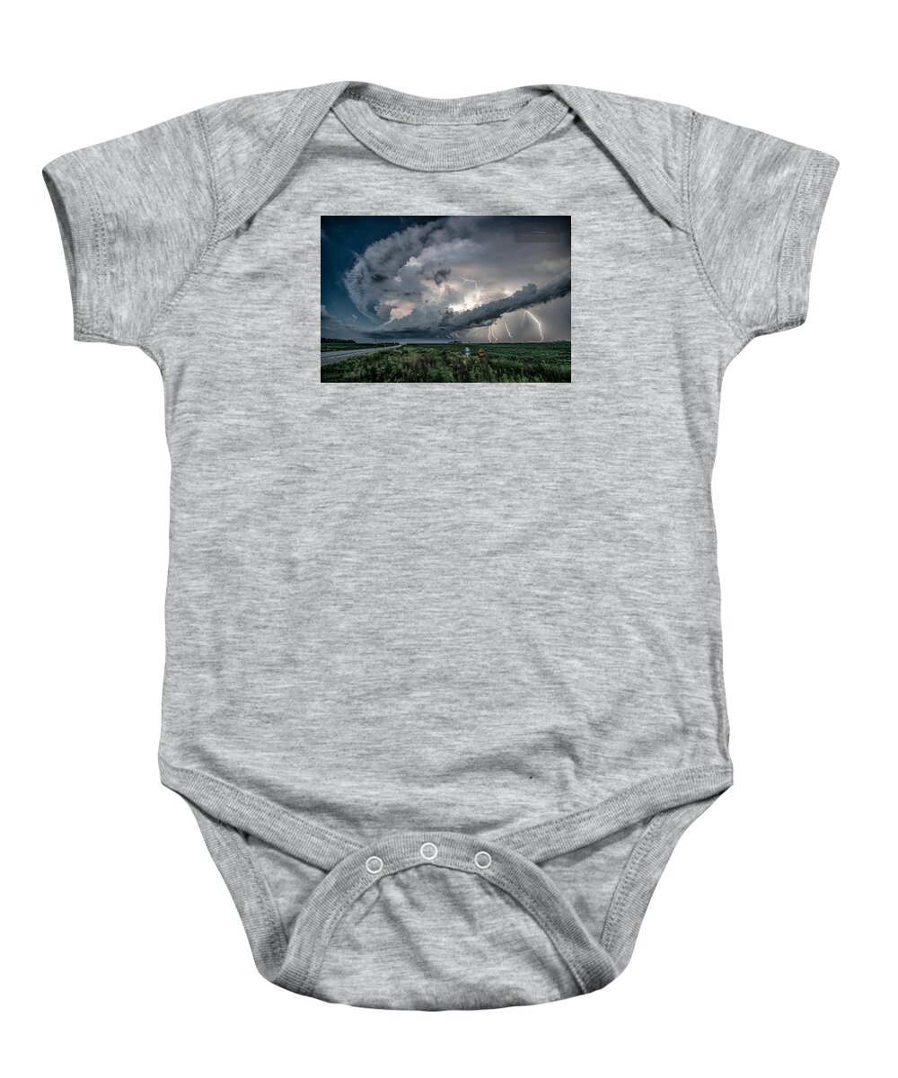 Farmscape Baby Onesie featuring the photograph Muscatine County Supercell by Paul Brooks