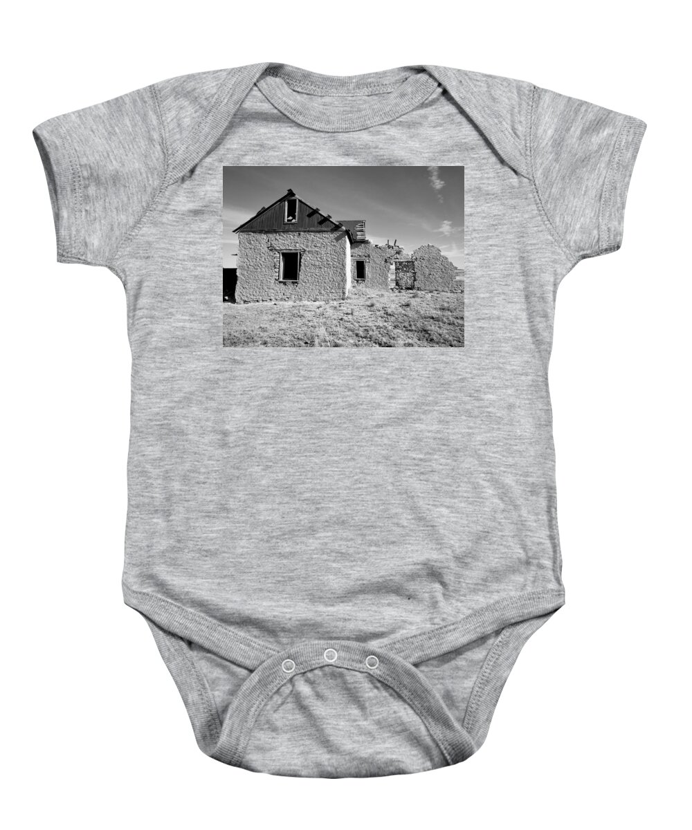 Black And White Baby Onesie featuring the photograph Mystery Ranch No. 1 by Brad Hodges