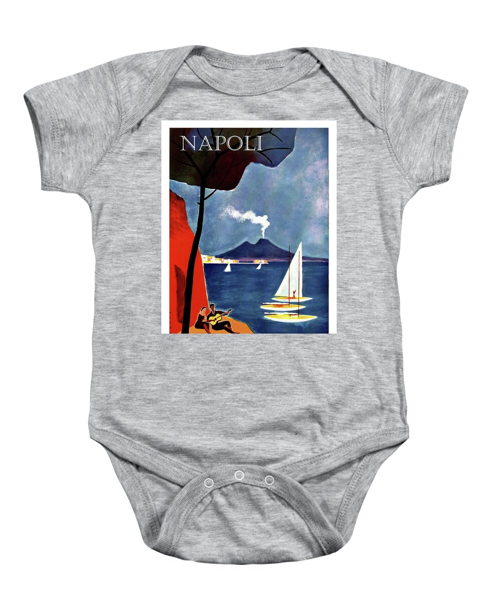 Napoli Baby Onesie featuring the painting Napoli, Naples, Italy, sailing boats, by Long Shot