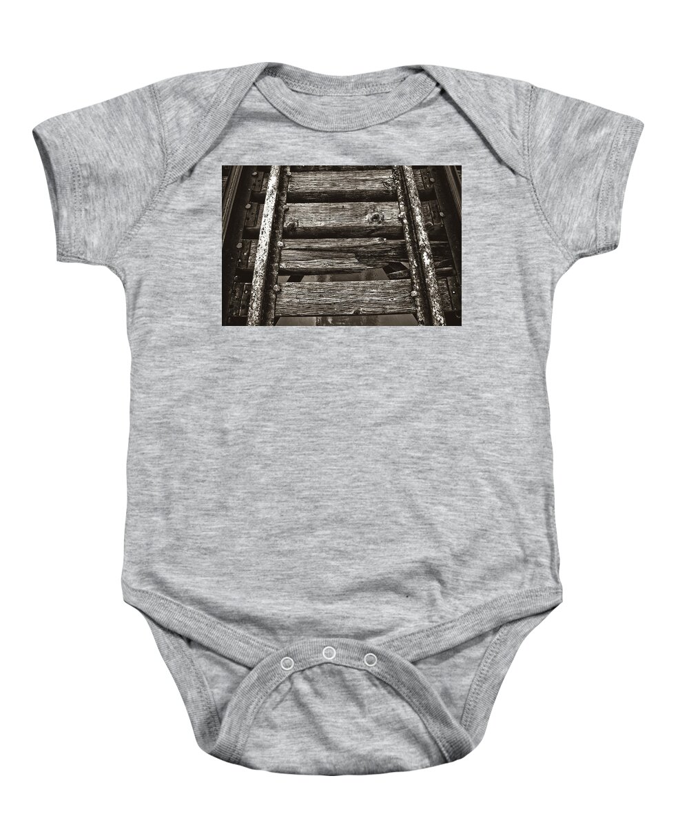 Union Pacific Baby Onesie featuring the photograph Narrow Gauge Tracks #Photography #Art #Trains by Nathan Little