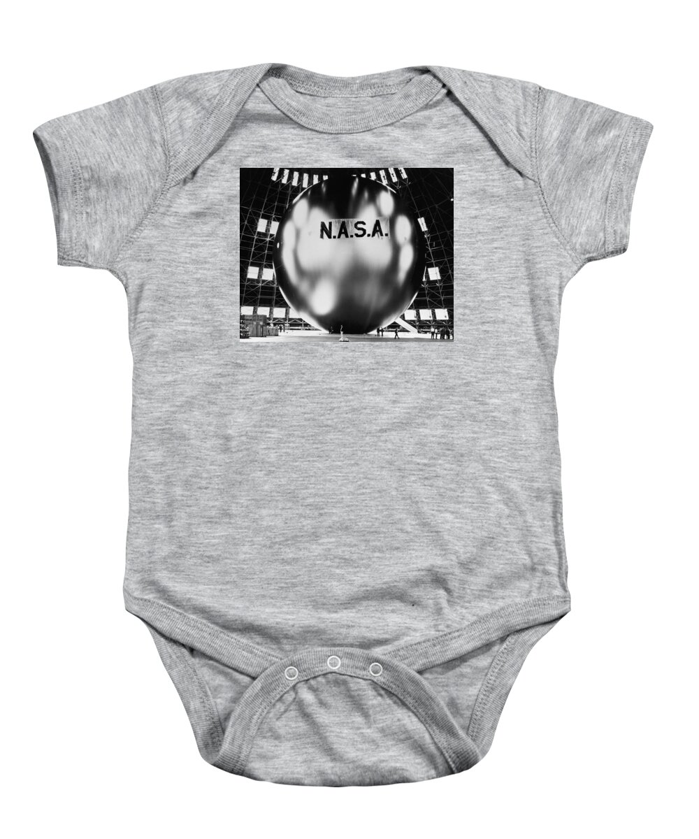 Project Echo Baby Onesie featuring the photograph Nasa Echo 2 Balloon - 1961 by War Is Hell Store