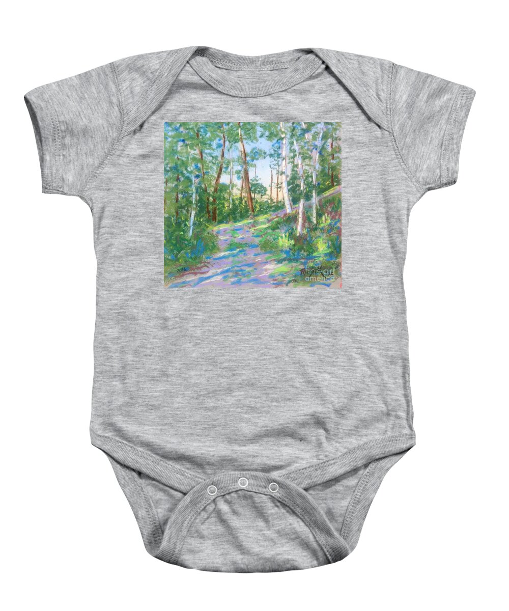 Pastels Baby Onesie featuring the pastel Near the Dingle tower Halifax by Rae Smith
