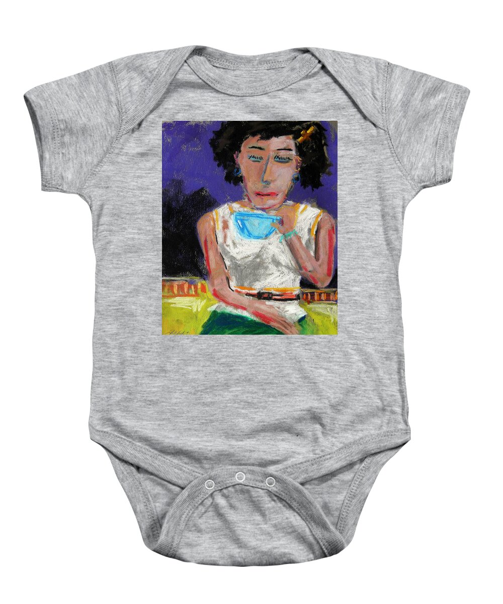 Coffee Baby Onesie featuring the painting Need Coffee by John Williams