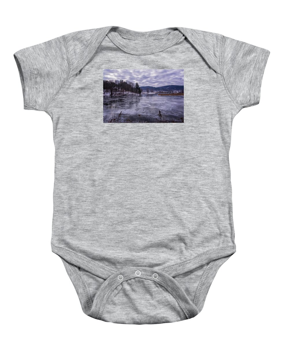 He Brattleboro Retreat Meadows Baby Onesie featuring the photograph New Ice by Tom Singleton
