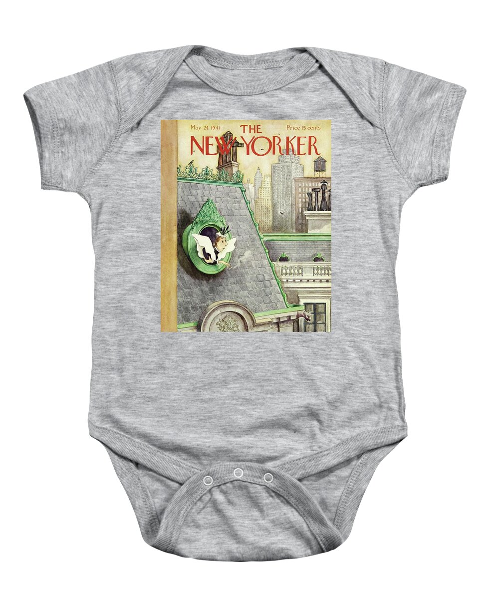 Smoking Baby Onesie featuring the painting New Yorker May 24 1941 by Mary Petty