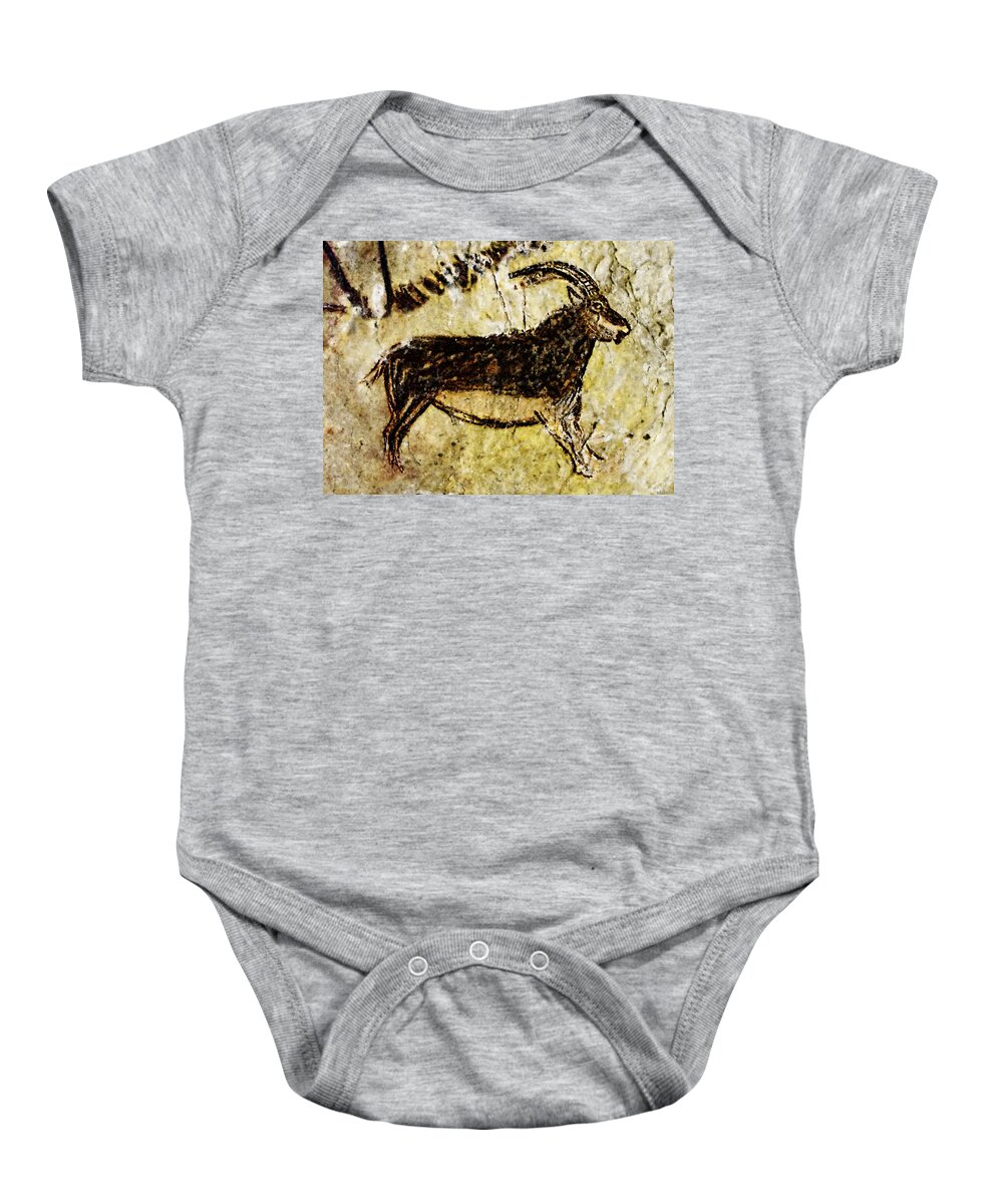 Niaux Baby Onesie featuring the painting Niaux Goat by Weston Westmoreland
