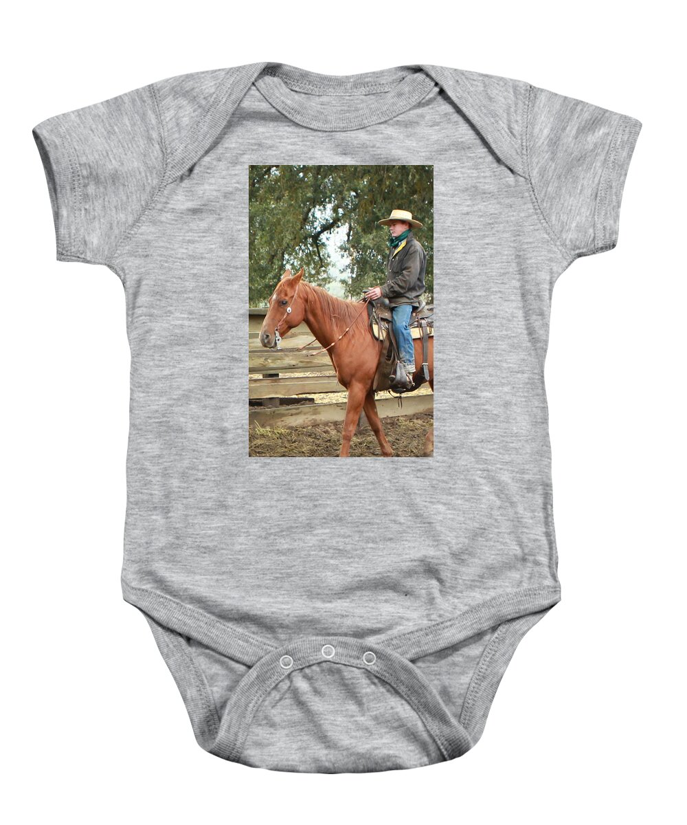 Nick Baby Onesie featuring the photograph Nick and Fred by Diane Bohna