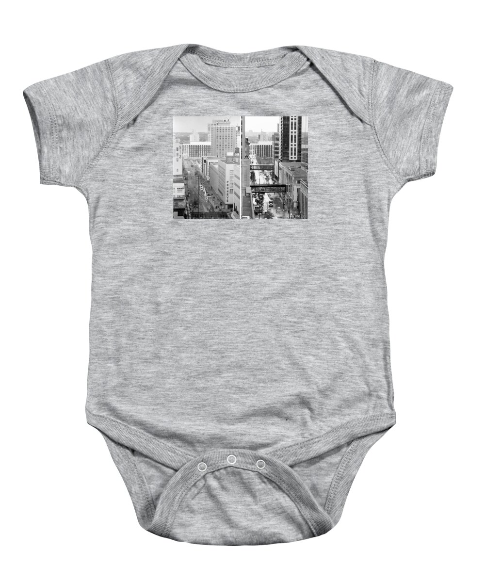 Book Work Baby Onesie featuring the photograph Nicollet Mall from Dayton's 12th floor by Mike Evangelist