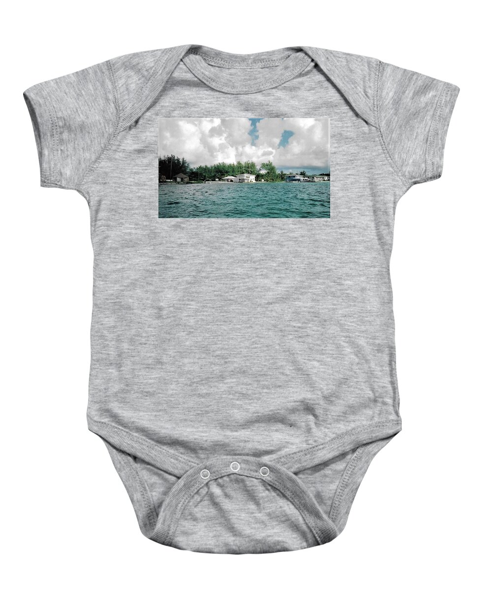 Float Plane Seaplane Base Baby Onesie featuring the photograph North Bimini Airport by Christopher J Kirby