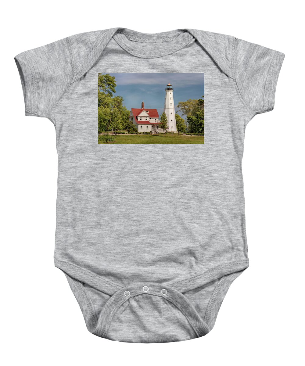 Lighthouse Baby Onesie featuring the photograph North Point Lighthouse 2 by Susan Rissi Tregoning
