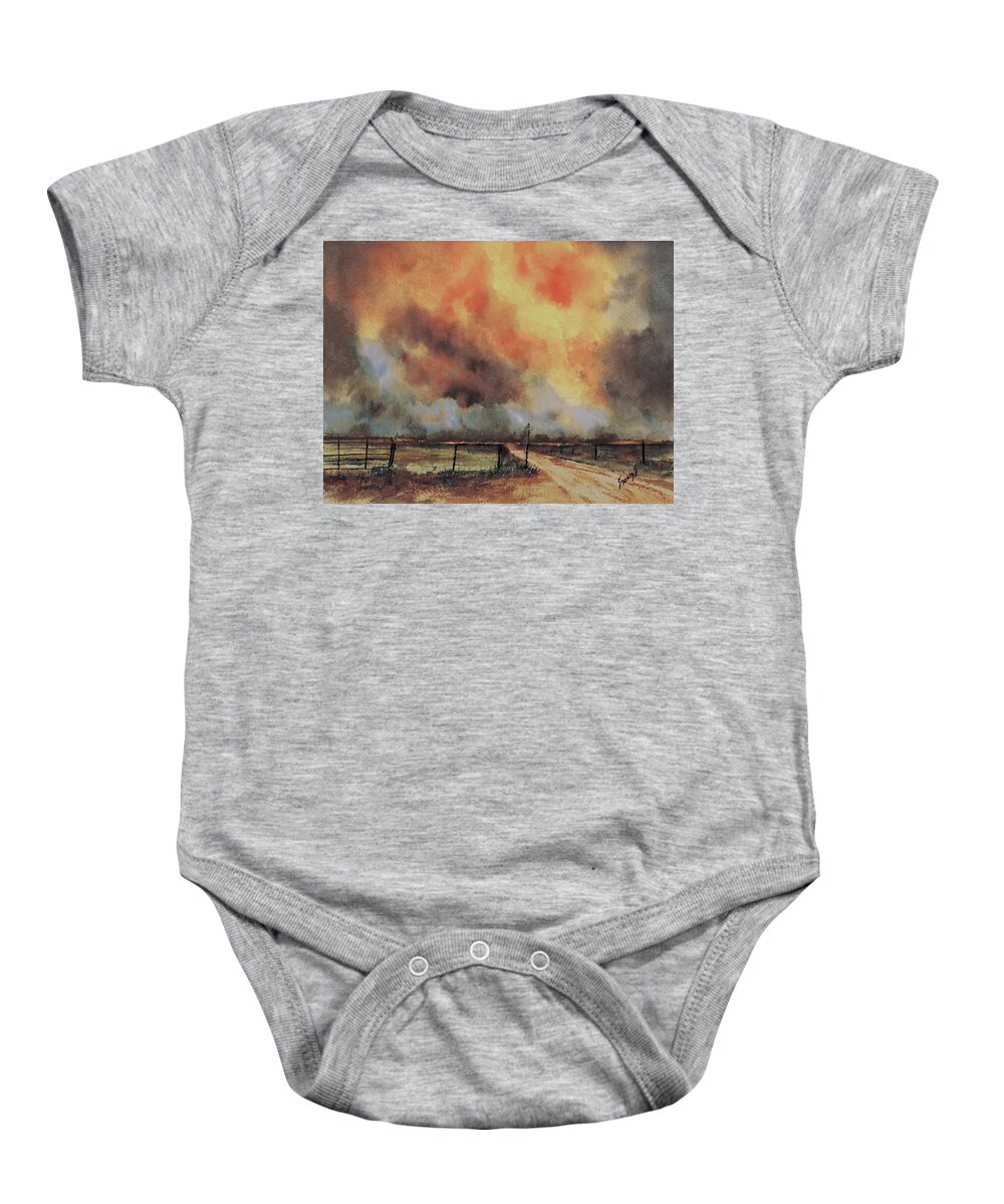 Oklahoma Baby Onesie featuring the painting Northwest Oklahoma Wildfire by Sam Sidders