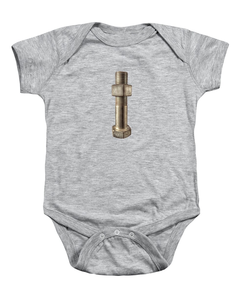Bolt Baby Onesie featuring the photograph Nut and Bolt by YoPedro