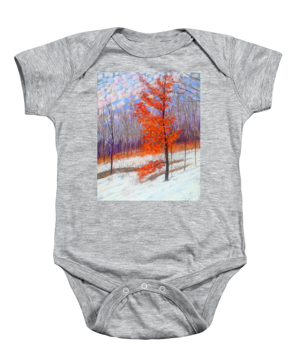 Pastels Baby Onesie featuring the pastel Oak Leaves in March by Rae Smith PAC