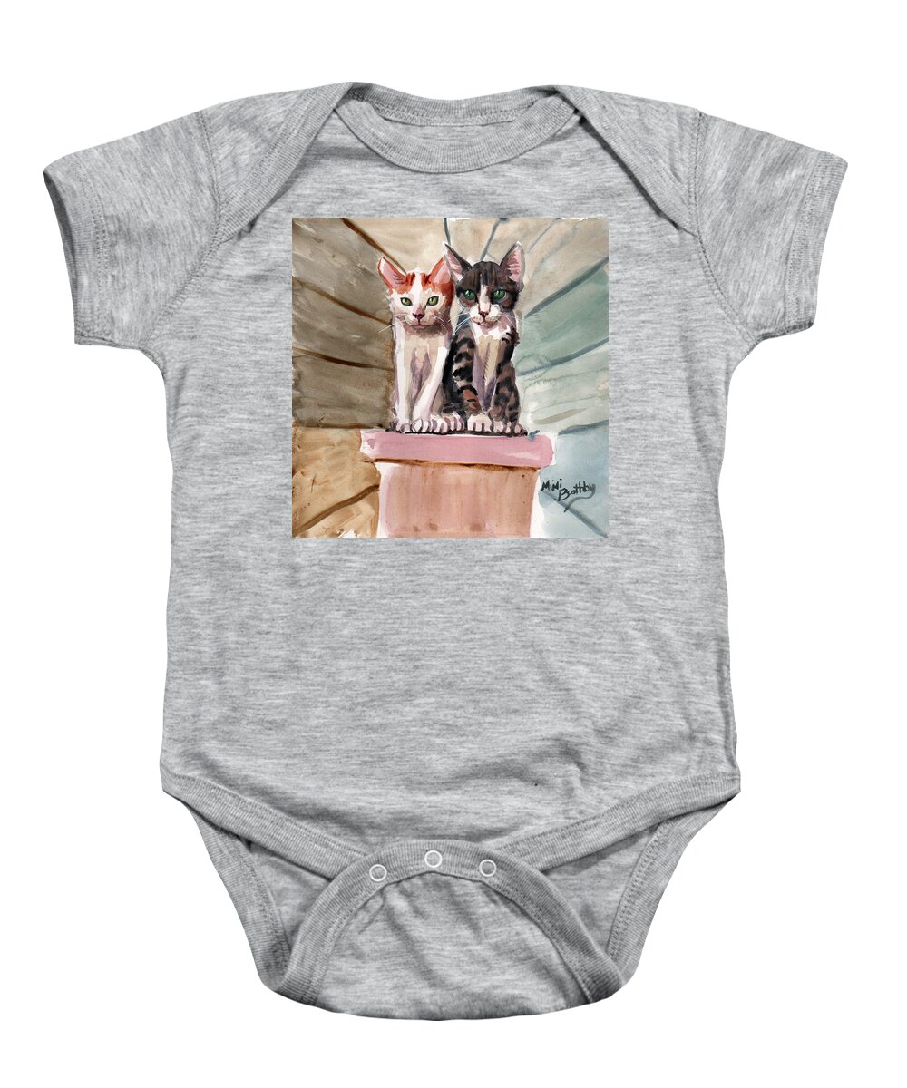 Kittens Baby Onesie featuring the painting Obi and Lisa two kittens by Mimi Boothby