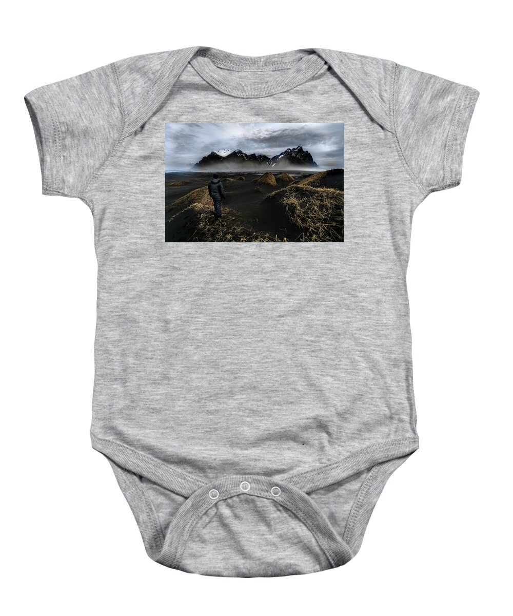 Sun Baby Onesie featuring the photograph Observing the Beauty of Iceland by Larry Marshall