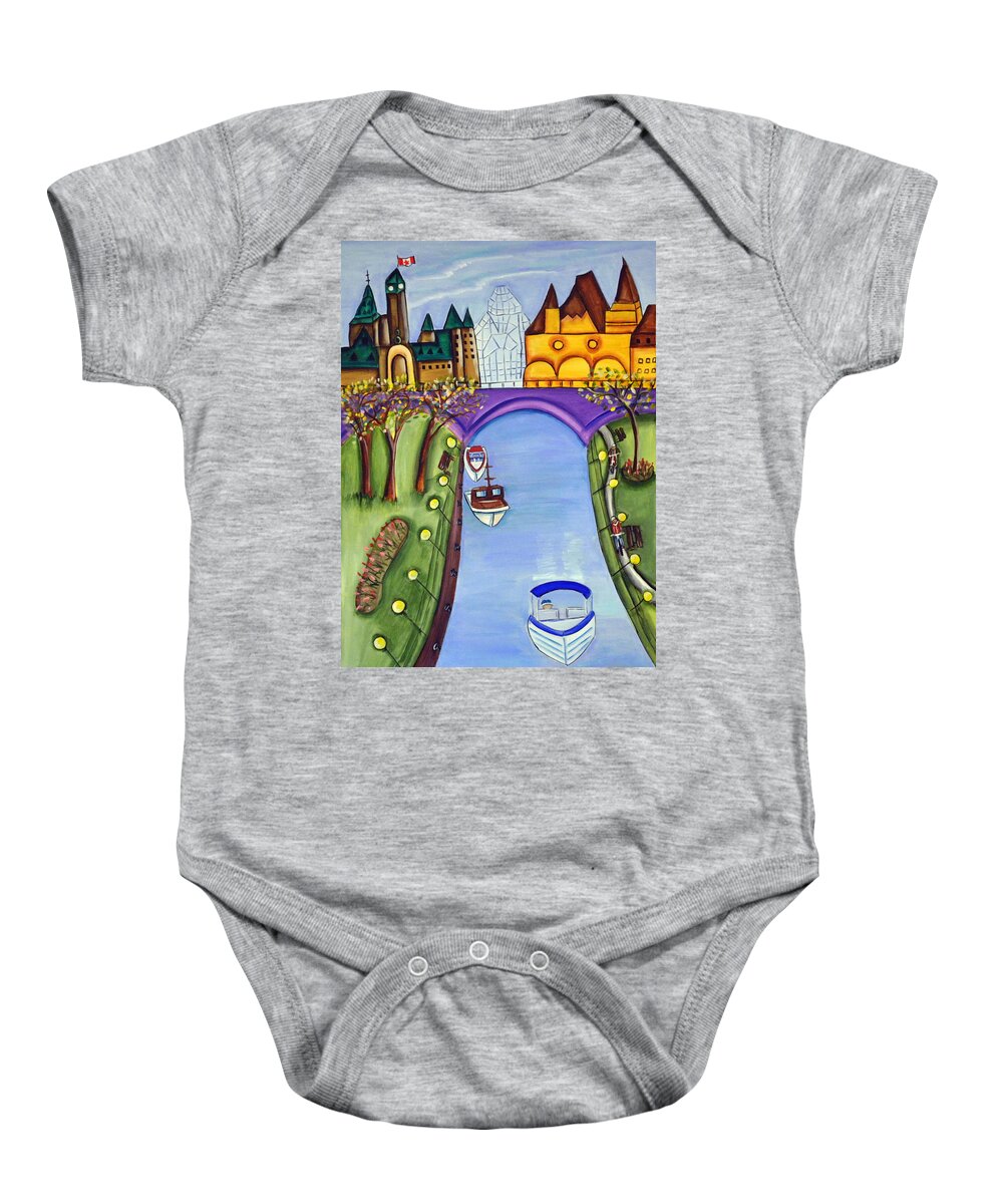 Abstract Baby Onesie featuring the painting Oh Canada by Heather Lovat-Fraser