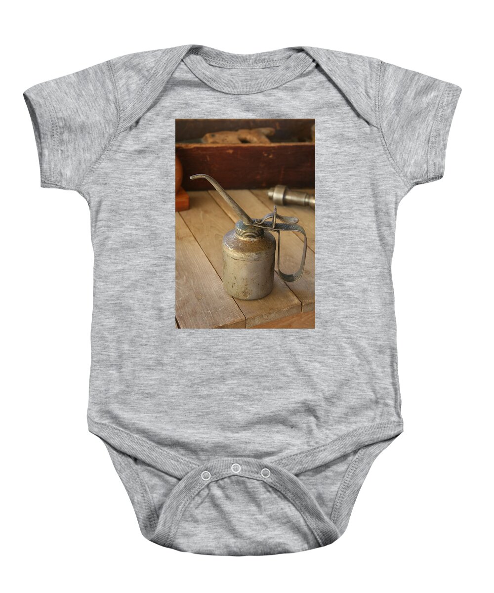 Tool Baby Onesie featuring the photograph Oil Can by Marna Edwards Flavell