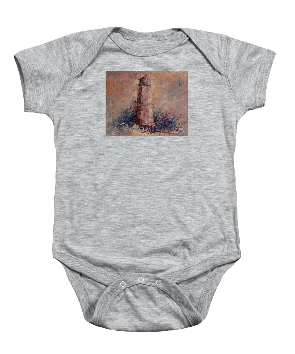 Lighthouse Baby Onesie featuring the painting Old Baldy Lighthouse by Dan Campbell