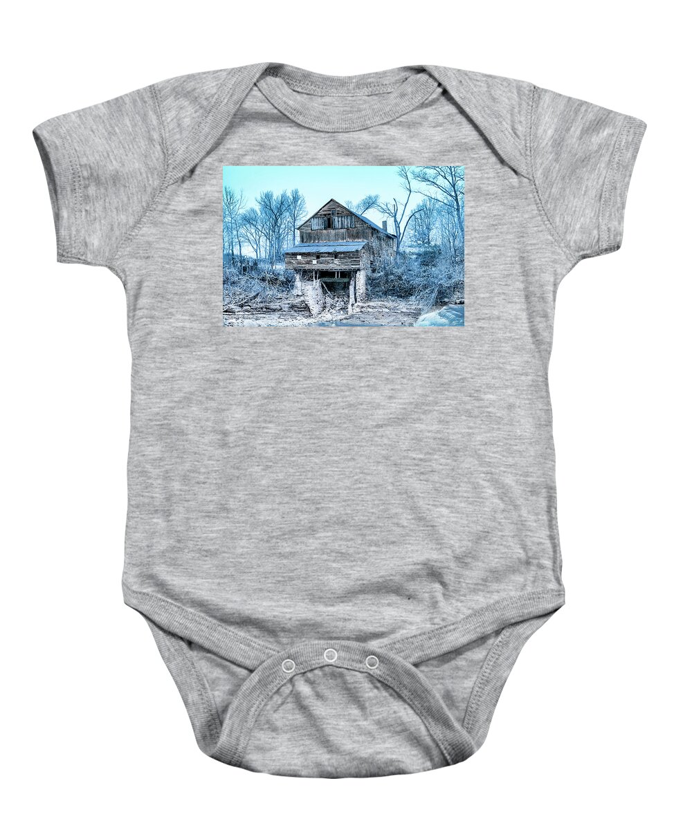 Indiana Baby Onesie featuring the photograph Old Blackiston Mill by Erich Grant