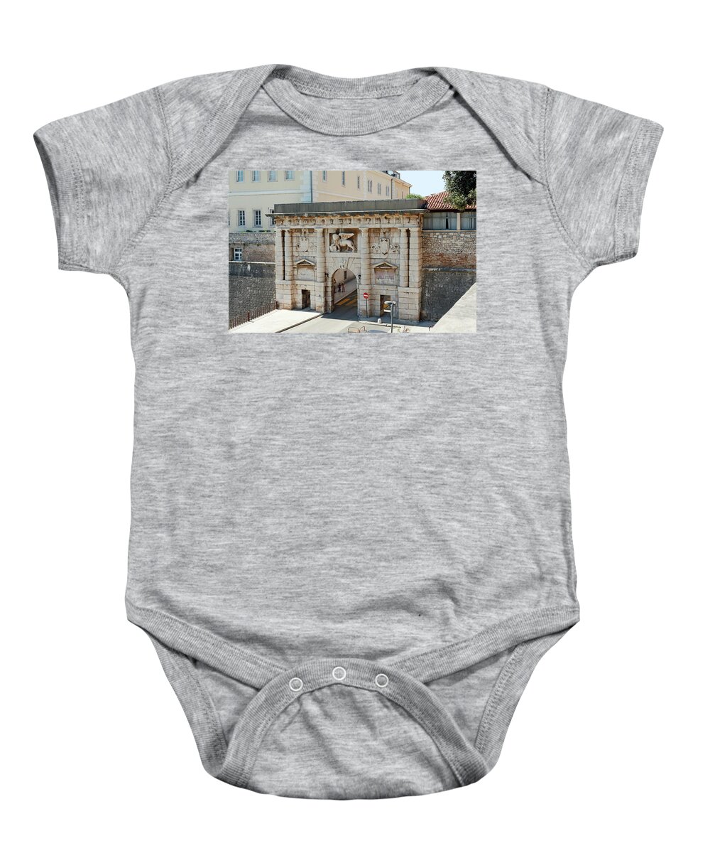 Old Stone City Gate Baby Onesie featuring the photograph Old City Gate 1543 by Sally Weigand