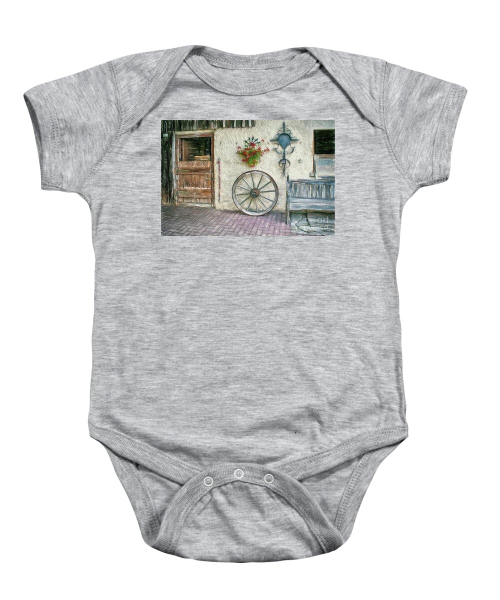 Photo Baby Onesie featuring the photograph Old Farmhouse by Jutta Maria Pusl
