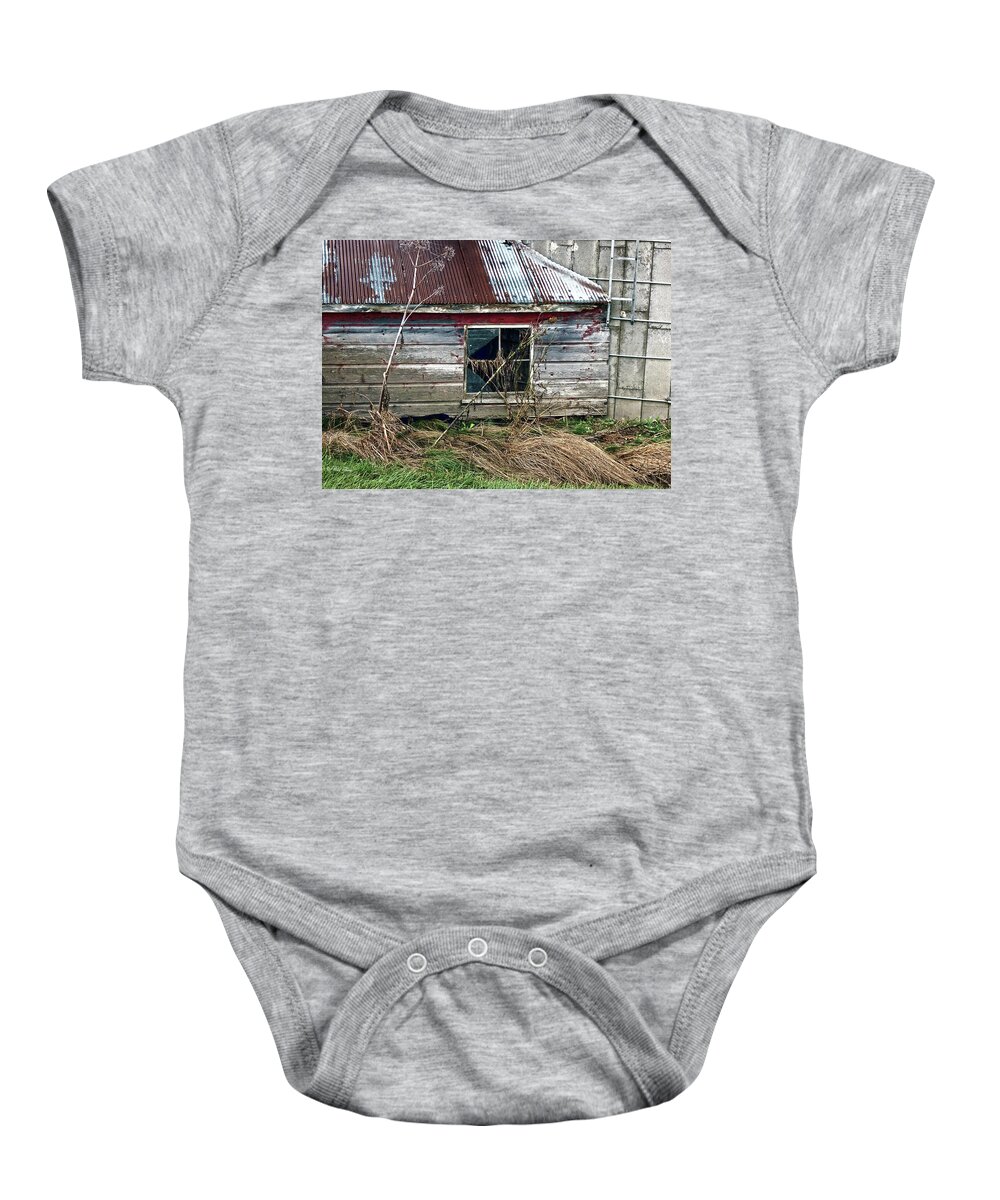 Summer Baby Onesie featuring the photograph Old Pump House by Wild Thing