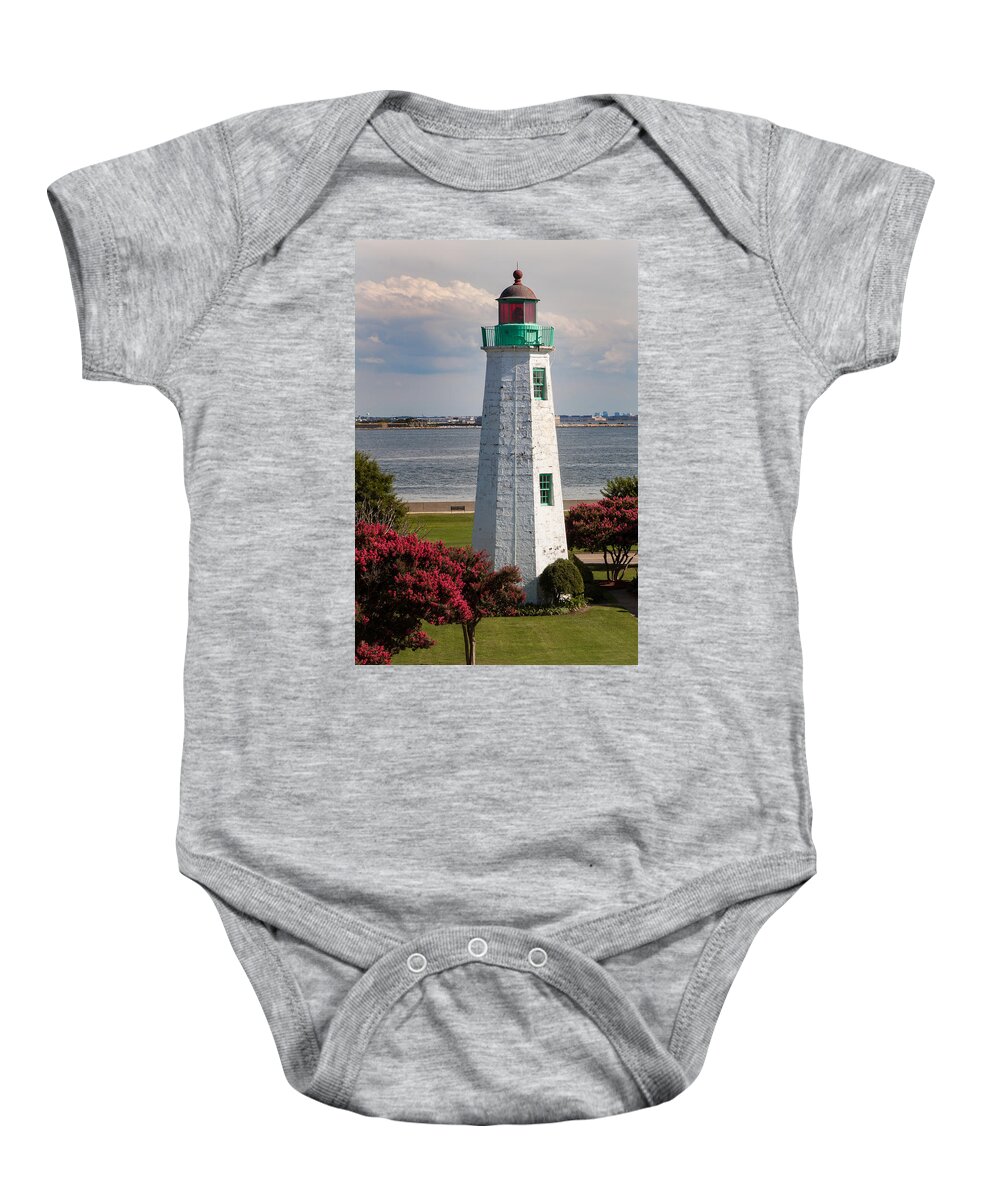 Old Point Comfort Light Baby Onesie featuring the photograph Old Point Comfort Light by Jerry Gammon