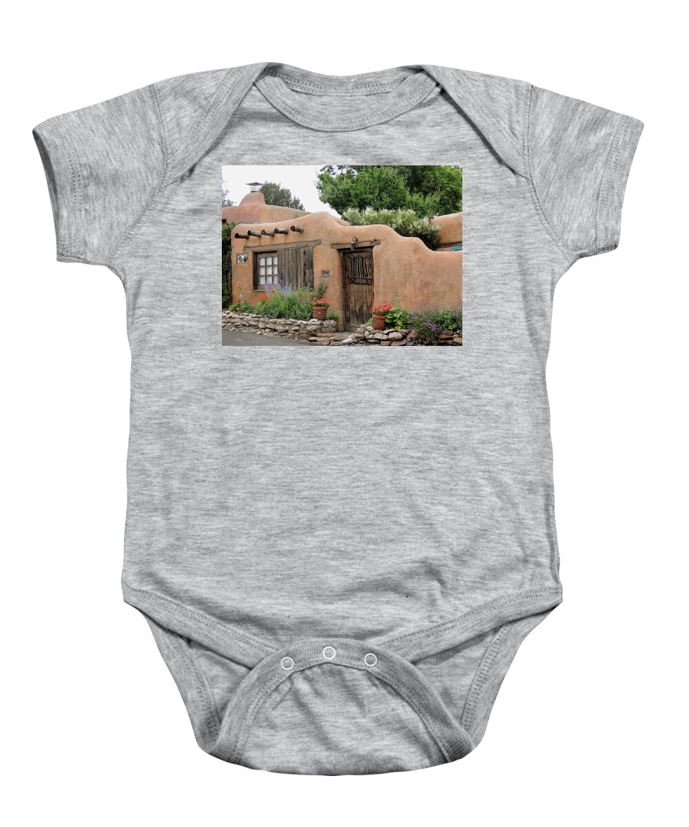 Old Baby Onesie featuring the photograph Old Santa Fe Cottage by Gordon Beck