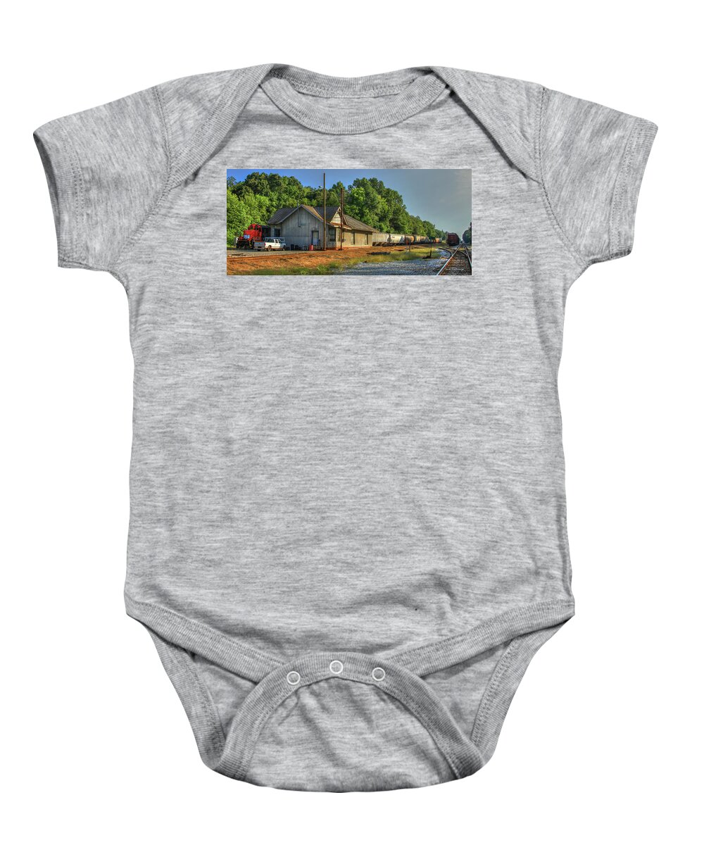 Reid Callaway Old South Trains Baby Onesie featuring the photograph Old South Trains Madison Historic Train Station by Reid Callaway