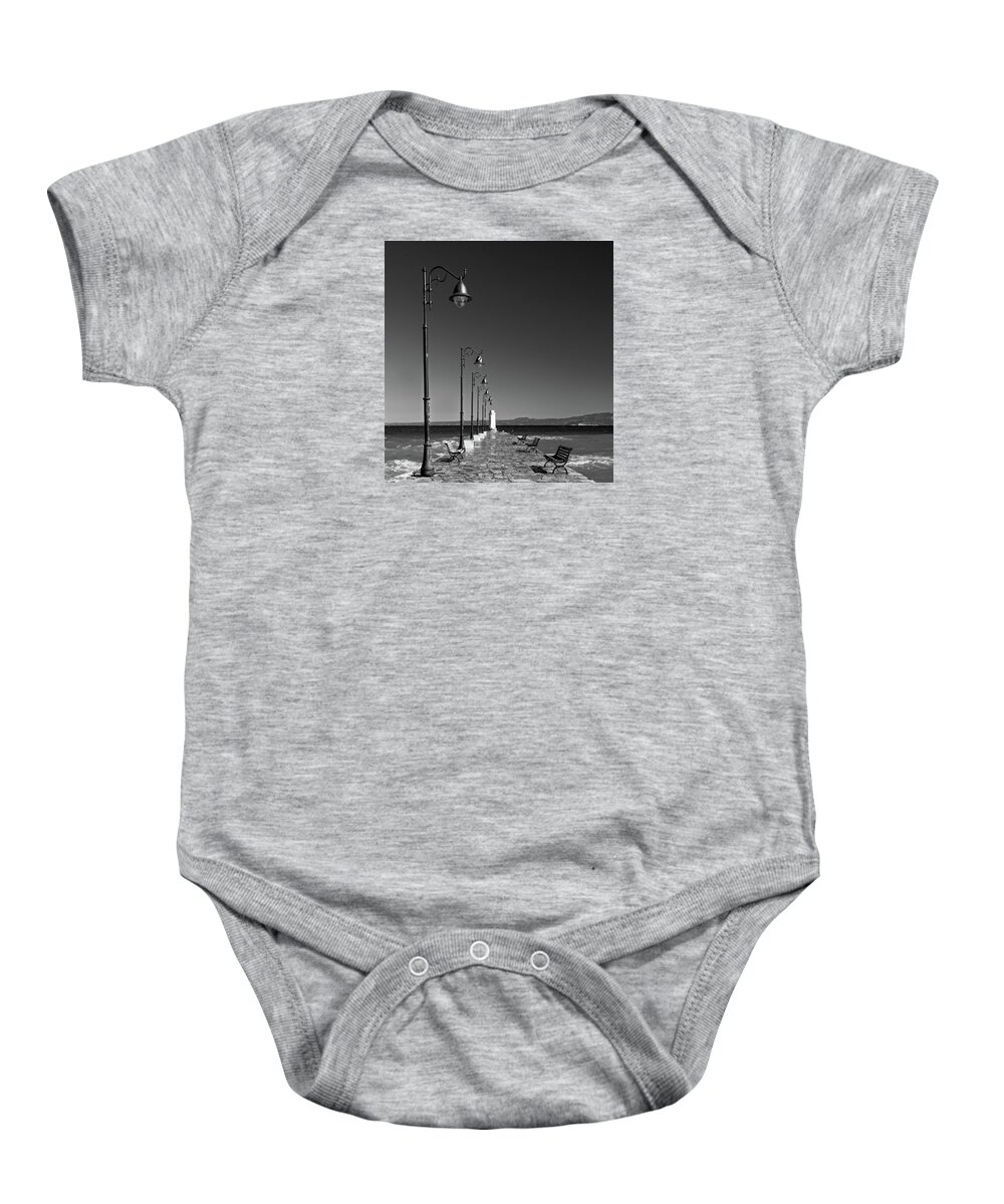 Aegean Baby Onesie featuring the photograph Old Stone Pier by Roy Pedersen