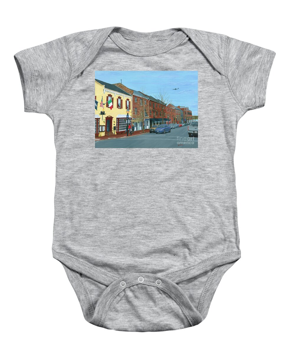 Old Baby Onesie featuring the painting Old Town Alexandria in December by Aicy Karbstein
