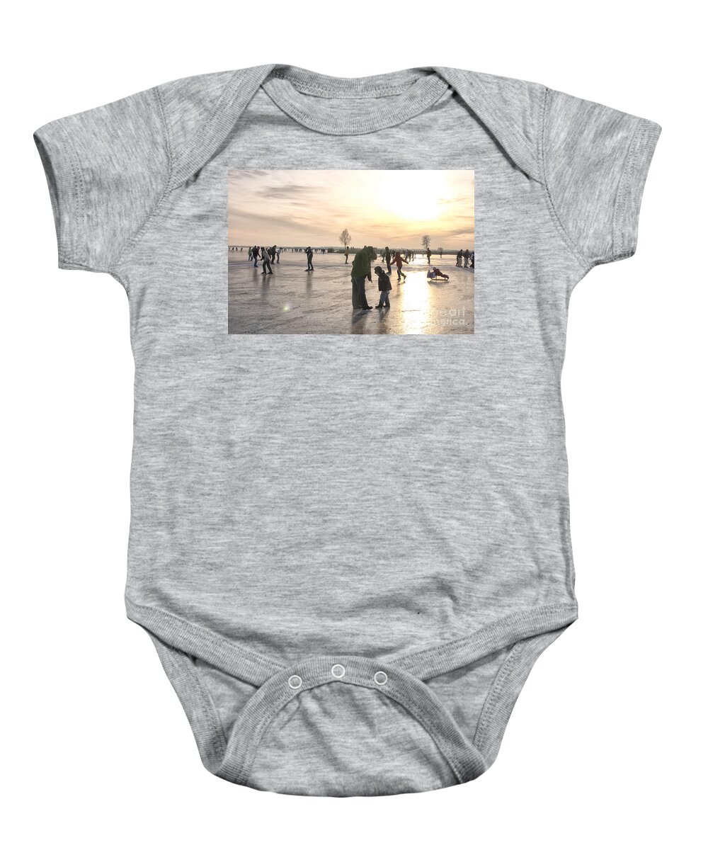 Winter Baby Onesie featuring the photograph On ice by Patricia Hofmeester