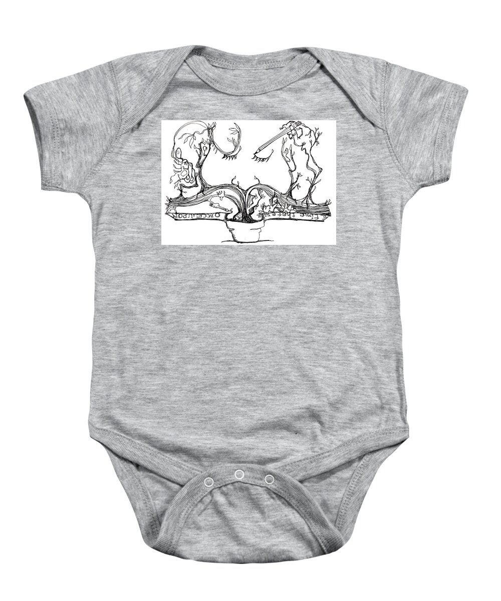 Cracked Pots Baby Onesie featuring the drawing Once upon a time by Doug Johnson
