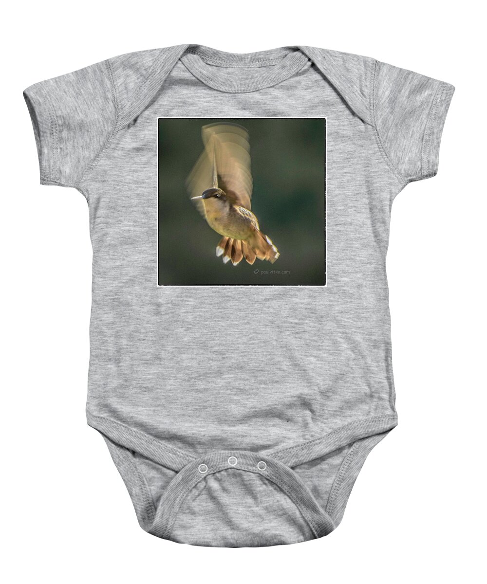 Hummingbird Baby Onesie featuring the photograph One_wing by Paul Vitko