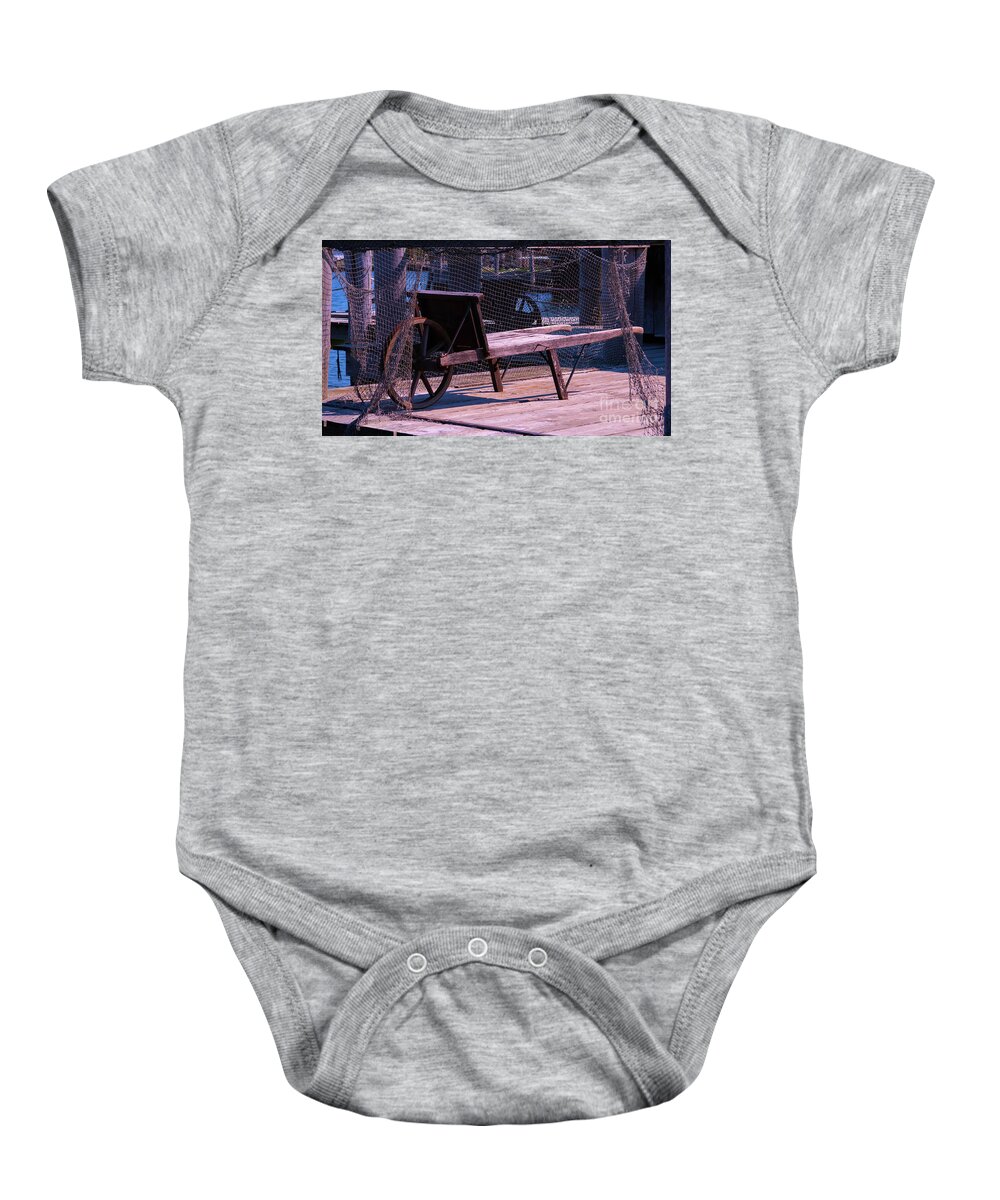 Connecticut Baby Onesie featuring the photograph One Wooden Wheelbarrow Color by Joe Geraci