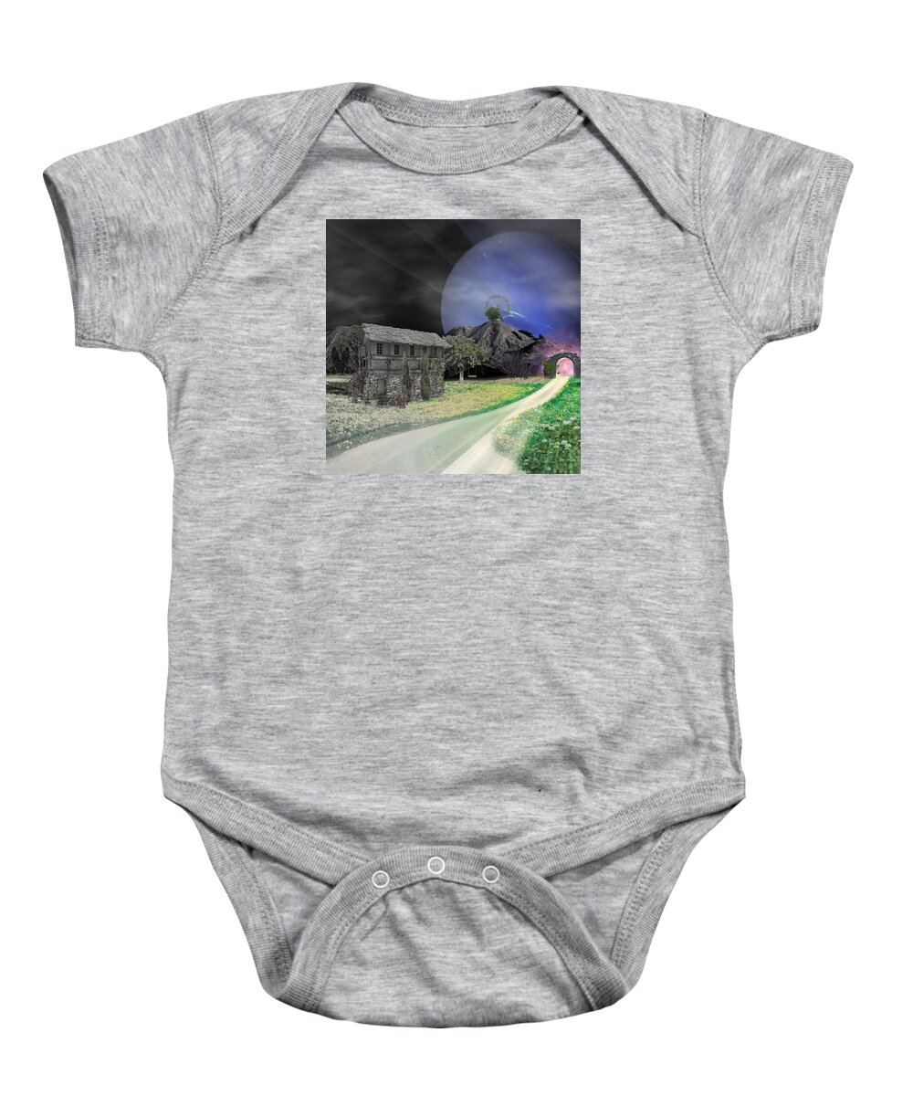 Fantasy Baby Onesie featuring the mixed media Open Portal by Ally White